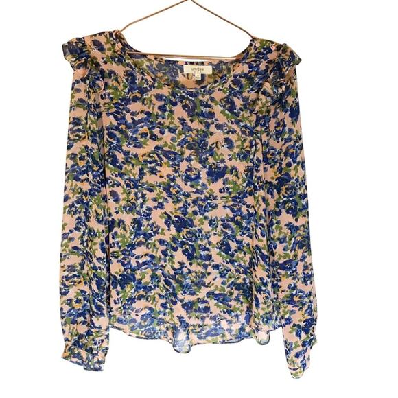 umgee floral ruffle long sleeved top size small - Picture 1 of 7